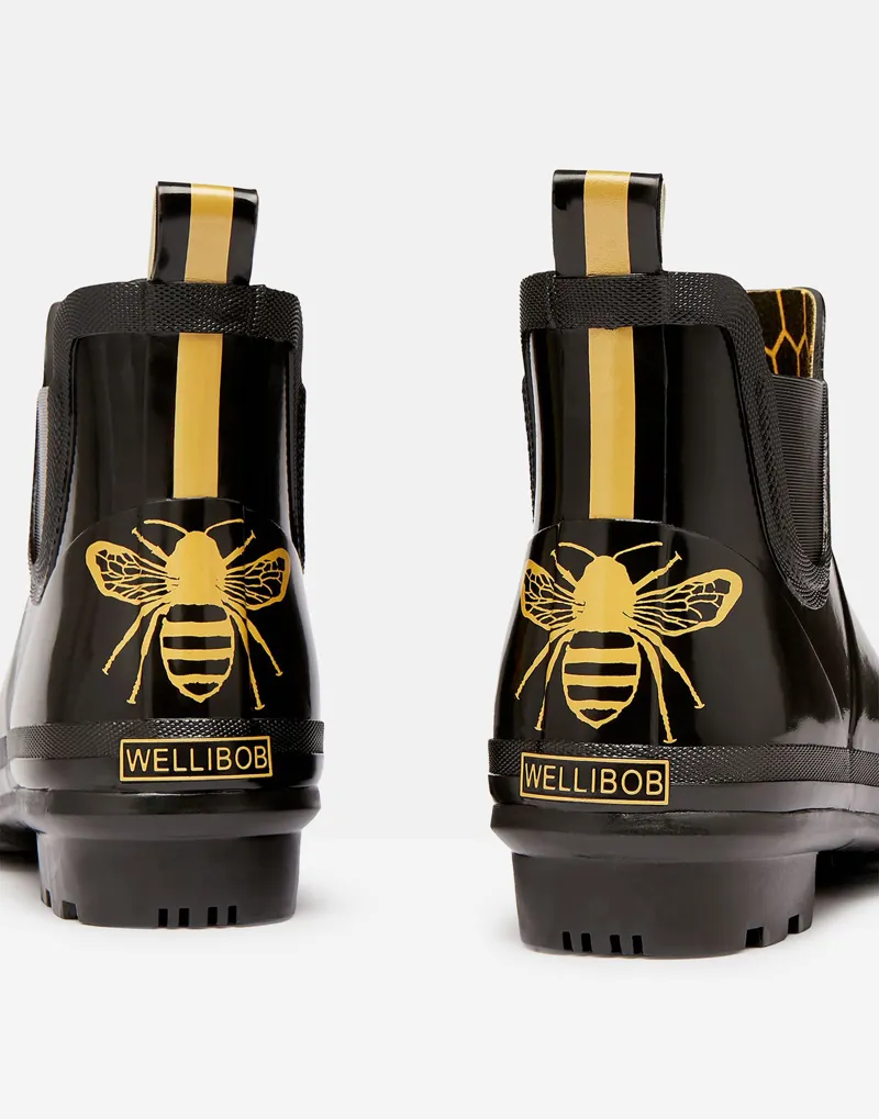 Joules Wellibob Printed short Welly Gold Etched Bee